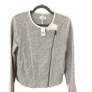 Lou & Grey Knit Jacket Asymmetrical Full Zip (Gray and white) - Women’s XS